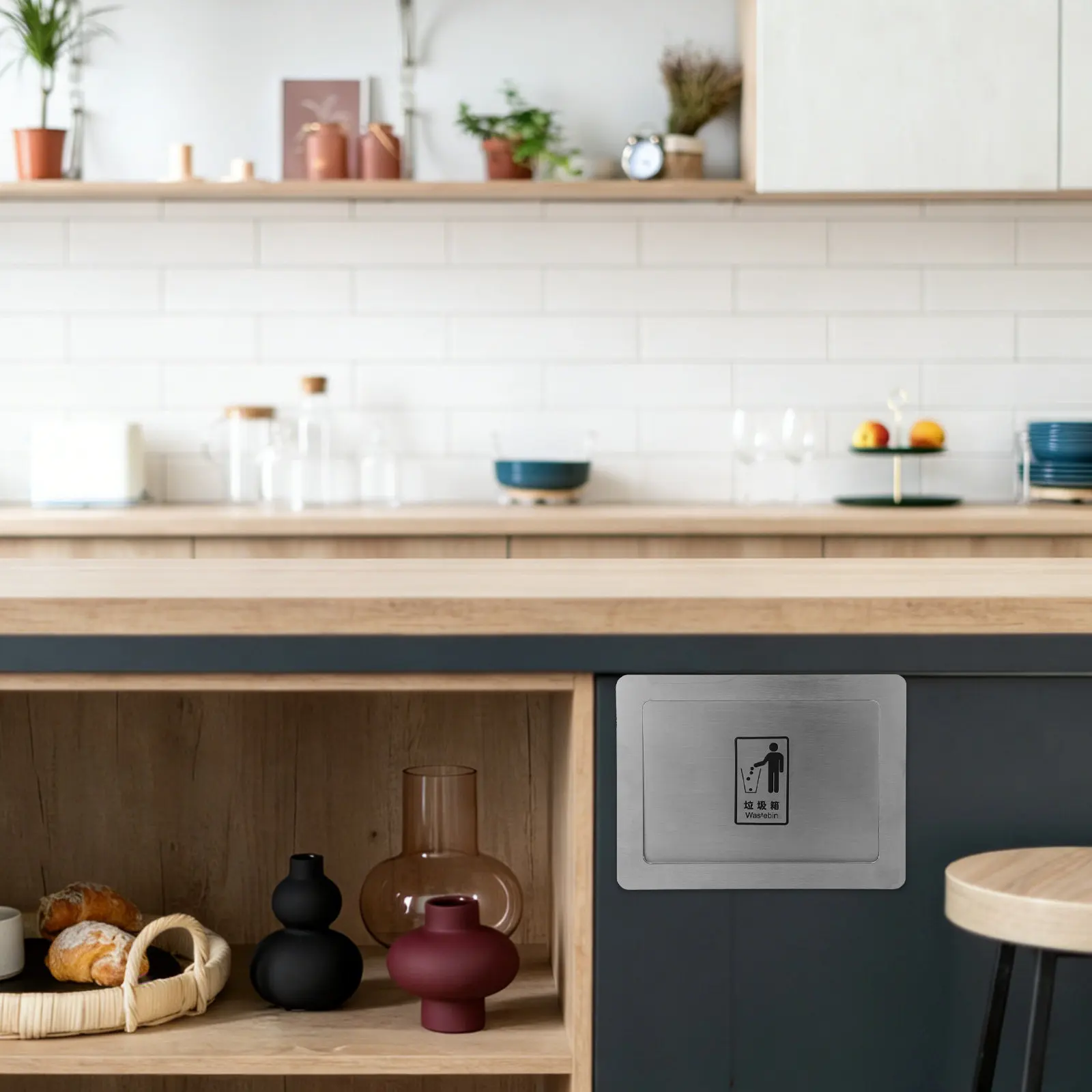 recessed-trash-chute-lid-stainless-steel-built-in-side-swing-flap-for-kitchen-cabinet-bathroom-wall-commercial-space-easy-clean