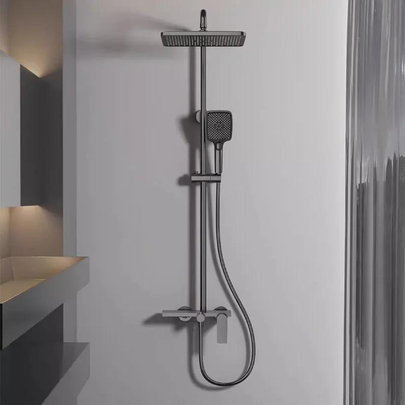 #Shower Set, Thermostatic Brass Shower Head, Bathroom Rainfall Faucet, High Pressure Water Saving, Complete Bath Fixture