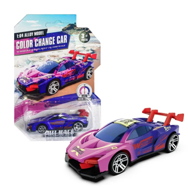 Alloy car model 1:64 temperature-sensitive color-changing racing car crash-resistant sports car boy car model toy gift toy