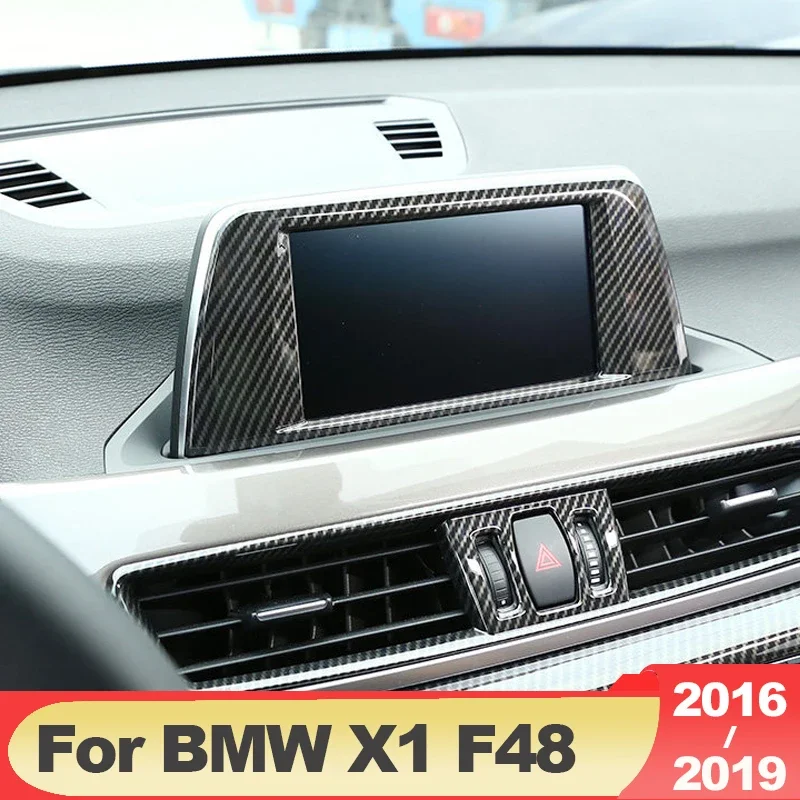 For BMW X1 F48 2016 2017 2018 2019 ABS Carbon Car GPS Navigation Display Decorative Frame Cover Trim Sticker Accessories