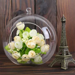 Fillable Bauble Clear Glass Ball Microlandscape Container Open Mouth Plant Pot for Decorating Window or Balcony