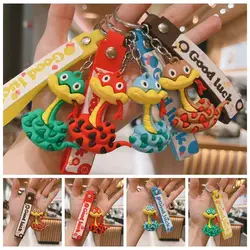 Silicone Snake Lucky Pendant Collection Jewelry Cartoon Snake Keychain Chinese Zodiac Bag Charm Zodiac Snake Year Key Ring