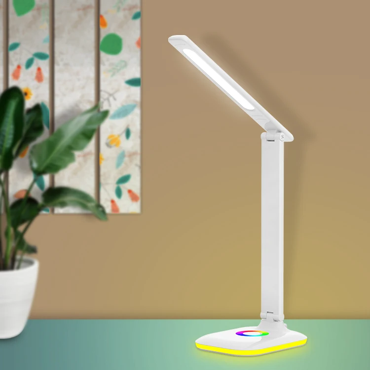 Smart RGB Colored Foldable Led Desk Lamp Eye Protection Modern Bedroom Rechargeable Study Light Table Lamp