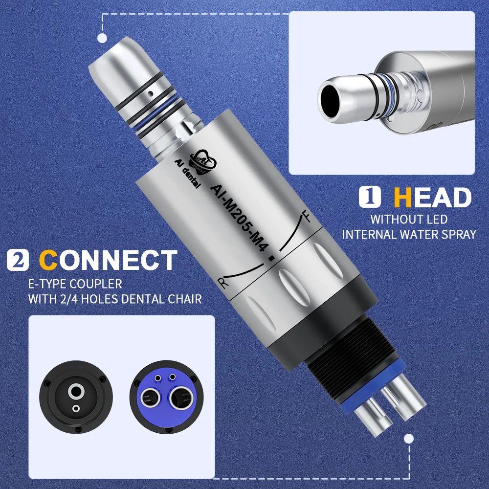 Silnik pneumatyczny dentystyczny AI-M205/M204 Nieoptyczny silnik pneumatyczny Wewnętrzny strumień wody Końcówka kątowa typu E 2/4 otwory z korpusem