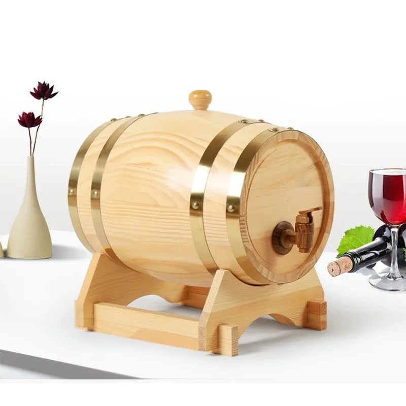 Barril de vino de madera de 5L, equipo de elaboración de cerveza de roble, olla de ron, herramientas de Bar de vino para whisky, decoración de boda,