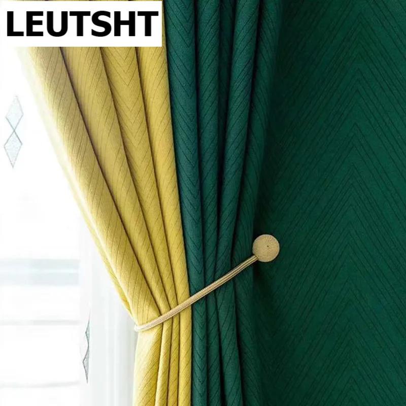 

New British Modern Minimalist Style Stitching Blackout Curtain for Living Room Bedroom Balcony Blackout Curtains Custom Sale