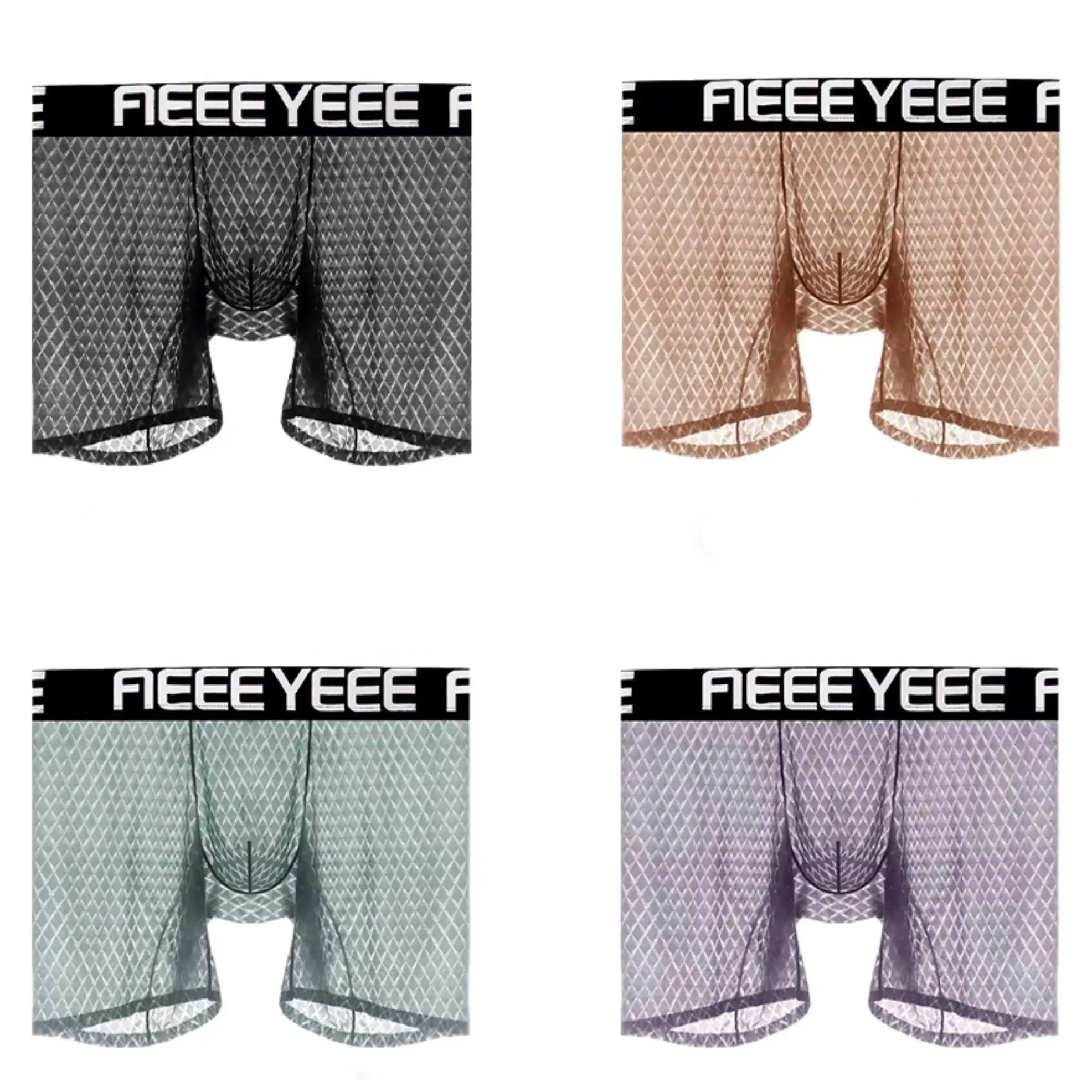 Unique Sports Underwear for Men, Anti Wear Crotch Anti Wear Leg Lengthening, Summer Ice Silk running boxer A1995