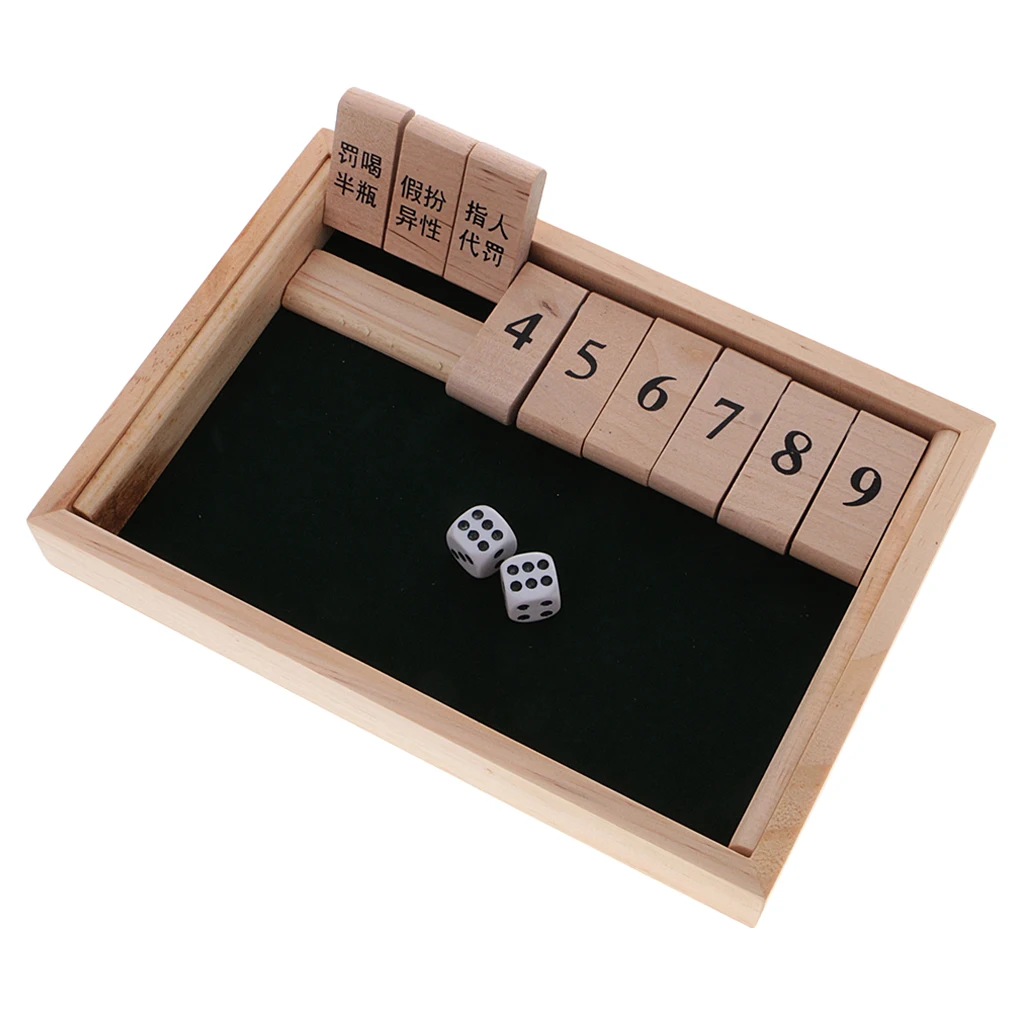 Wooden Shut The Box Board Game Set Number Drinking Games Party Club Family Game Kids Adults Funny Puzzle Game for 2 Players