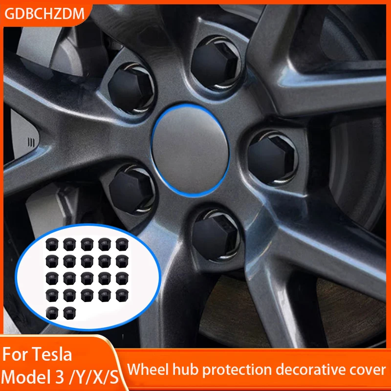 Wheel Center Hub Caps For Tesla Model 3/S/X With Center Cap Set & Wheel Lug Nut Cover Kit Tesla Decorations