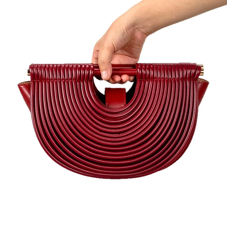 

Braided Half-Moon Clutch - Women's Artisan Woven Beach Bag & Evening Purse, Handcrafted Dinner Bag