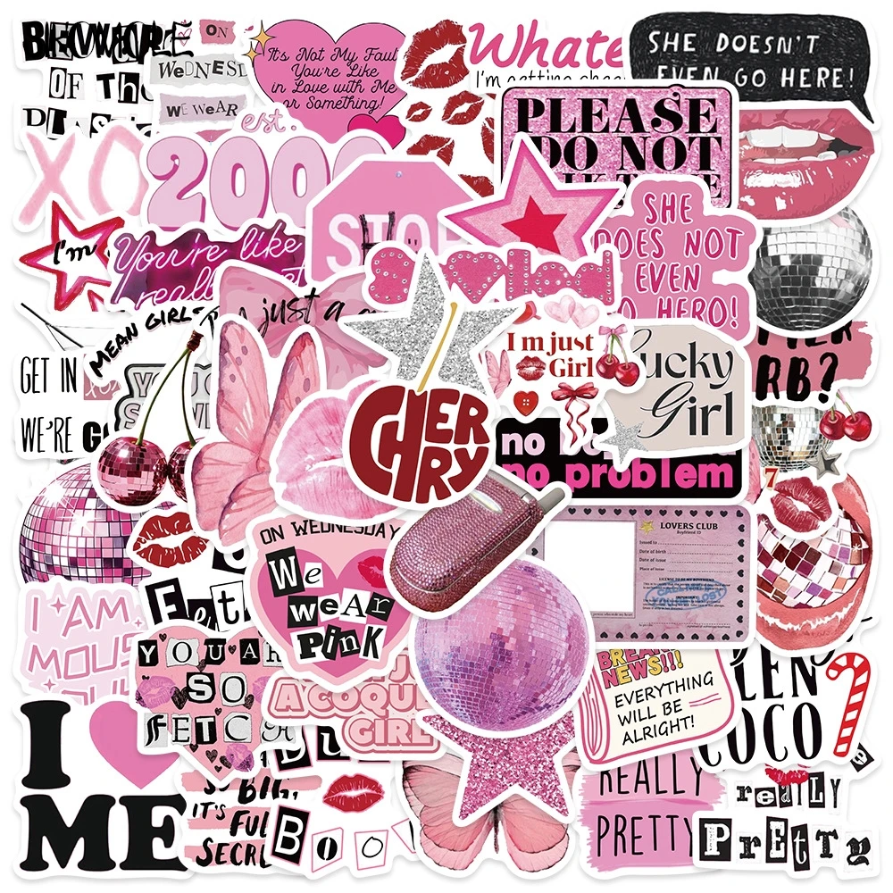 10/30/50pcs Cute Pink Cool Girls Cartoon Graffiti Stickers Aesthetic Decal Fridge Laptop Phone Diary Stationery Sticker Kid Toy