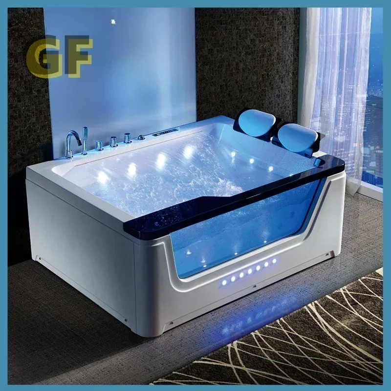 Acrylic jacuzzi constant temperature water curtain waterfall bathtub single double 1.7m tub for adults