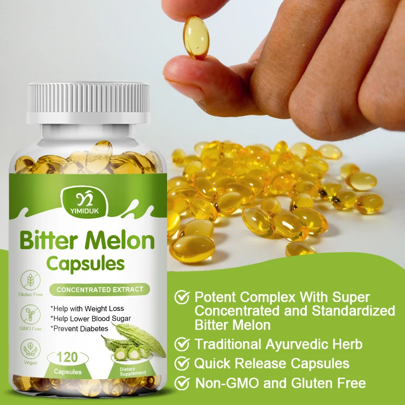 Natural Bitter Melon Extract Capsule Weight Management Herbal Supplement Vitamins