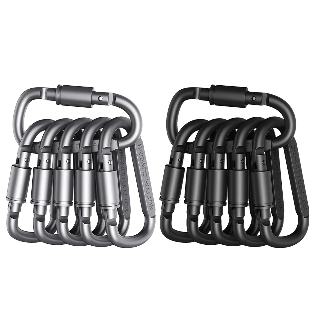 6pcs Outdoor Camping D-ring Snap Clip Buckle Aluminum Alloy Carabiner Keychain