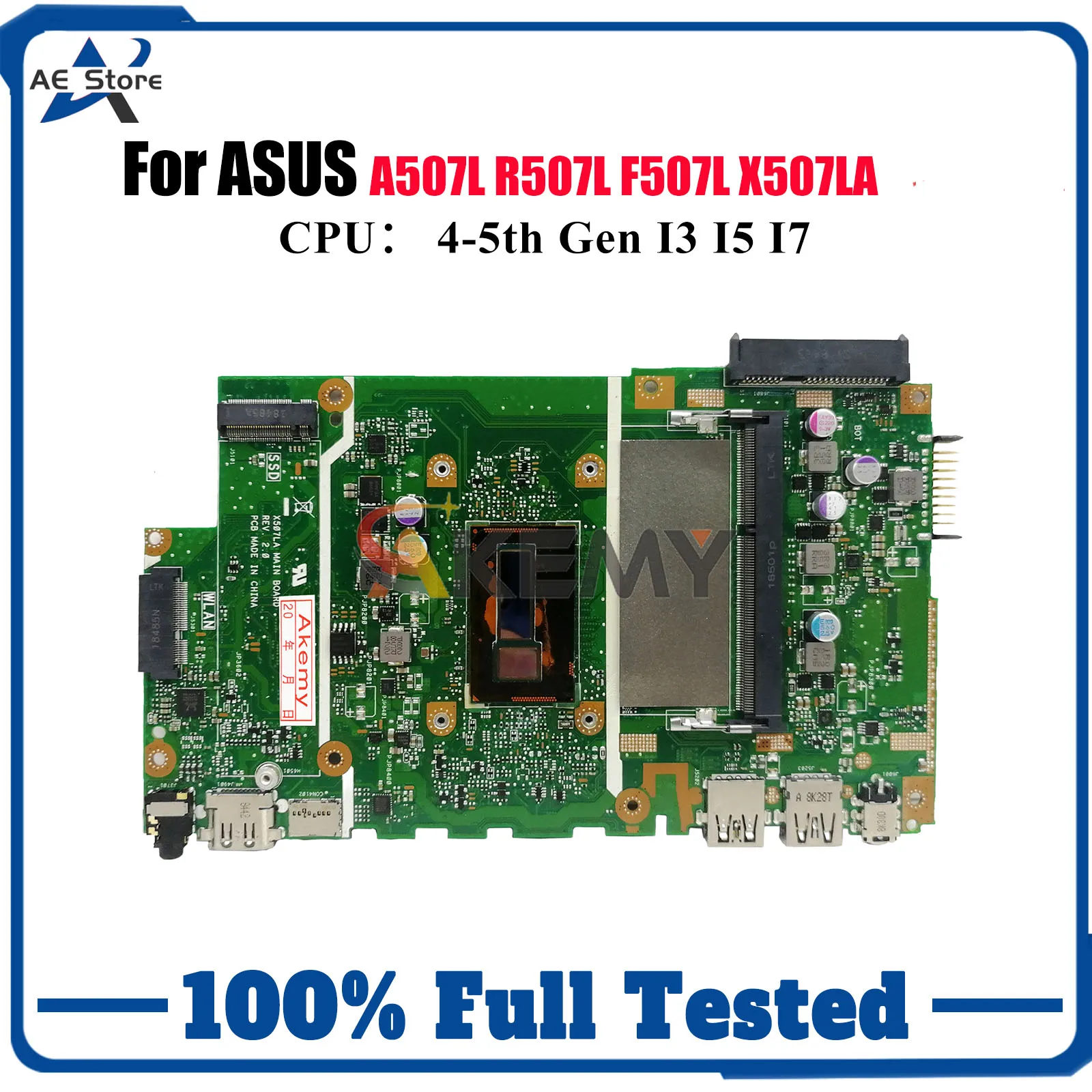 

X507LA Laptop Motherboard For ASUS VivoBook F507L X507L A507L R507L X507LA Notebook Mainboard W/ I3 I5 I7 CPU tests OK fast ship