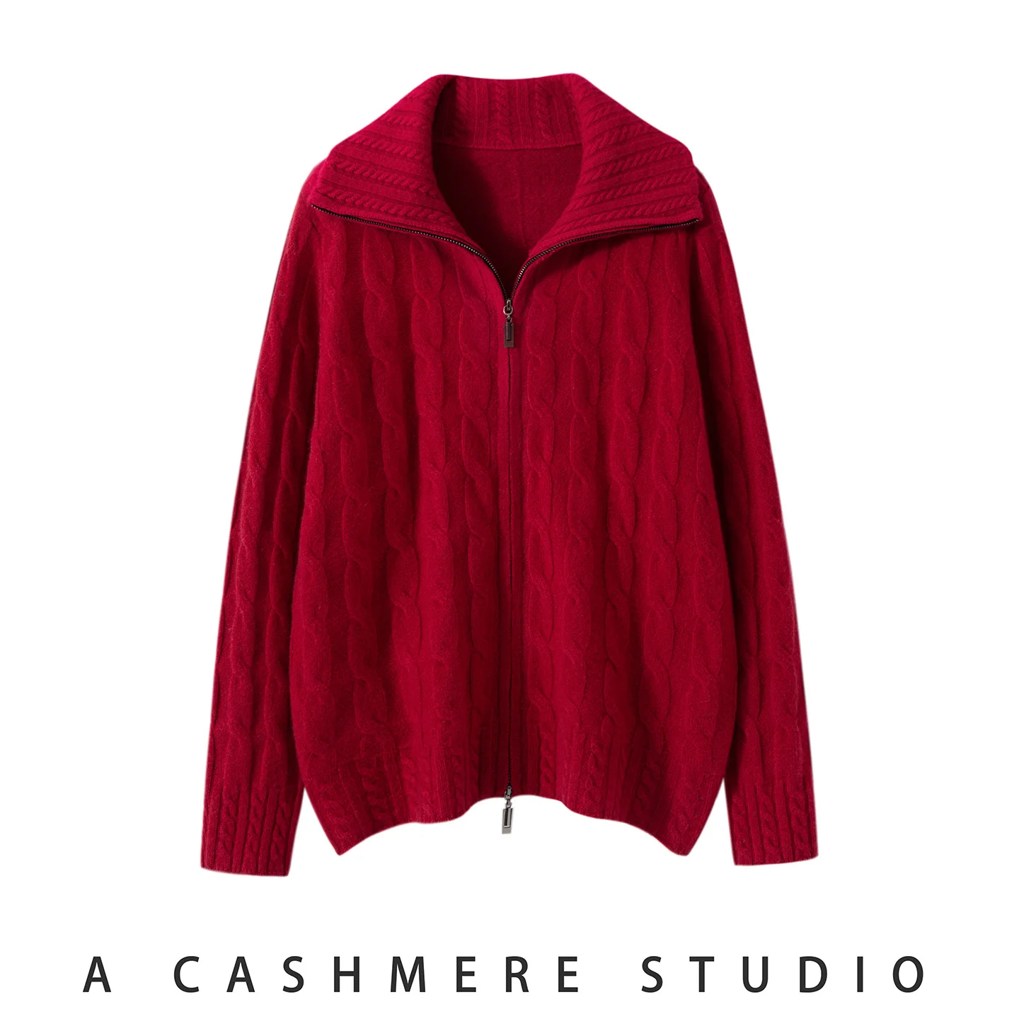 

100% Cashmere Sweater Women Zipper Cardigan Cable Knit Jacket Autumn Winter Soft Warm Knitwear High Quality Top Clothes