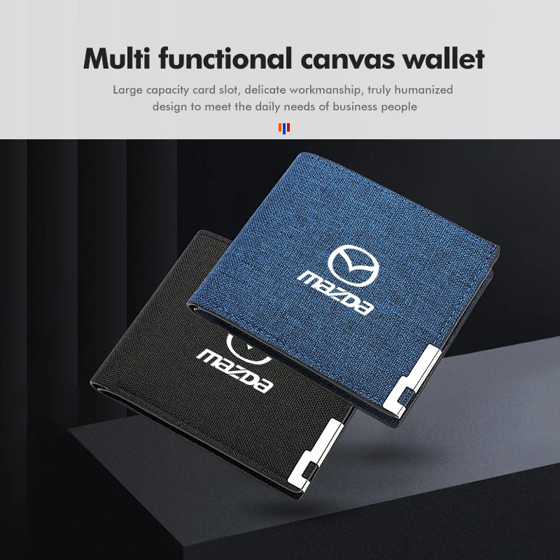 For Mazda Car Men's Canvas Wallet Credit Card Holder Storage Coin Purse 6 3 5 2 CX5 CX7 323 Demio Axela Atenza CX9 MX3