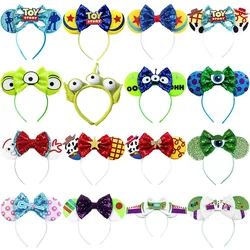 Disney Toy Story Headbands Women Woody Hairbands For Girls Pixar Sequins Bow Alien Headwear Kids Buzz Lightyear Hair Accessories