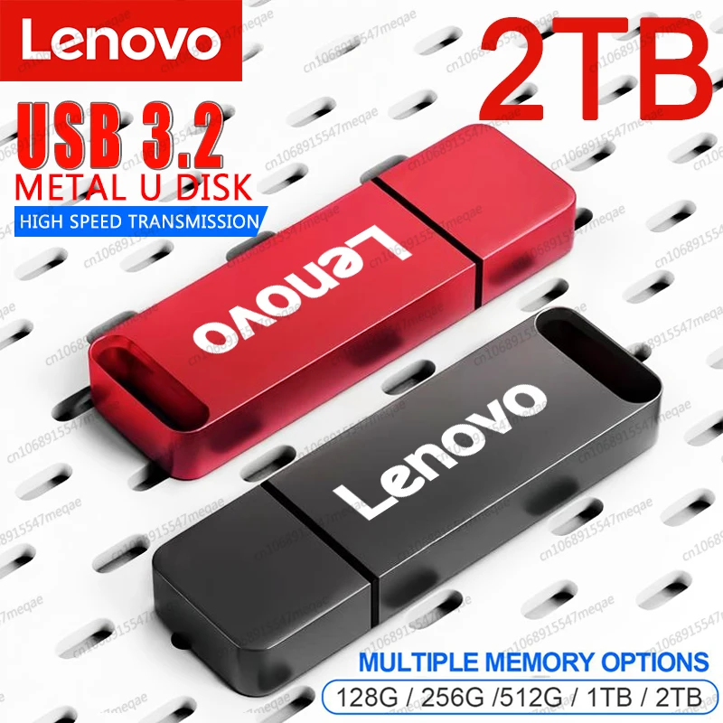 Lenovo แฟลชไดรฟ์ USB 3.2 2TB ของแท้, เพนไดรฟ์ความเร็วสูง1TB 512GB เมมโมรี่ USB กันน้ำโลหะสำหรับอุปกรณ์เก็บข้อมูลคอมพิวเตอร์