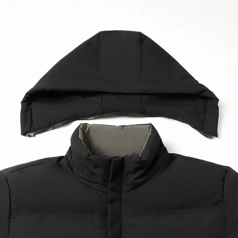 Men's Luxury Hooded Padded Jacket Winter Warm Outerwear Zipper Coat Fashion Casual Business Classic Versatile Trend Men's Cloth