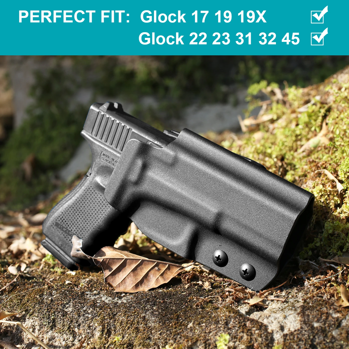 OWB Kydex sarung untuk Glock, 17/19/19X/22/23/31/32/45 dengan potongan optik luar nyaman membawa sarung Kydex