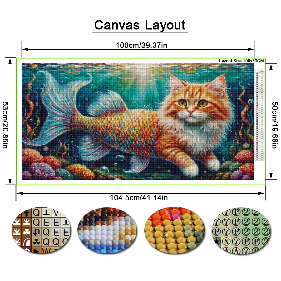 Wunderschönes Katzenfisch-Diam – Embroidery Fish Bewertung und Preis