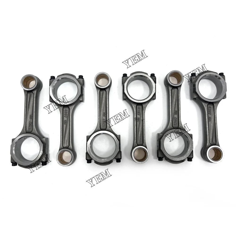 6x For Komatsu 6D95 Diesel engine Parts Connecting rod with opposite flat mouth