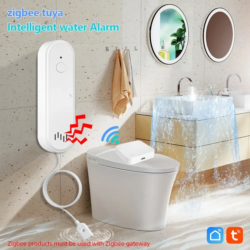 WALE Tuya ZigBee Water Leak Sensor Flood Leakage Alarm Smart Home Automation Residential Security Protection Smart Life