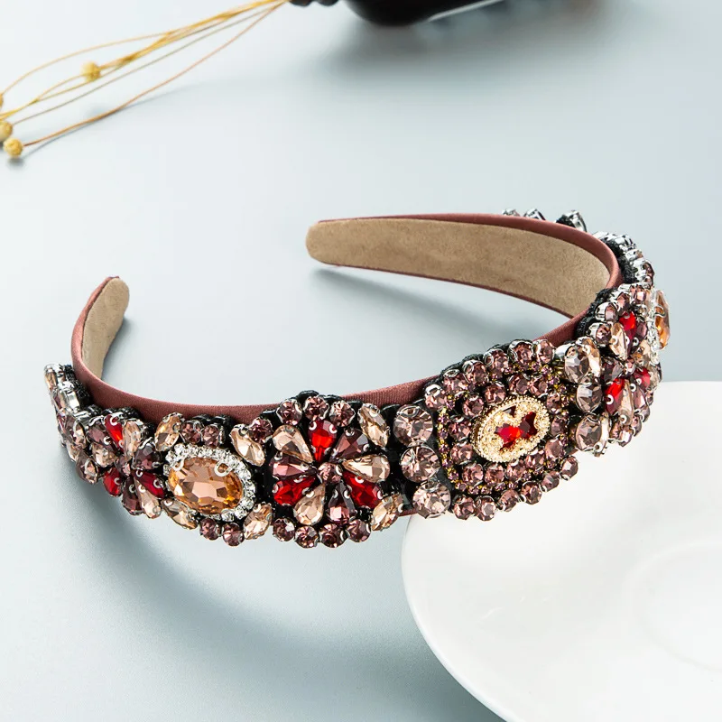 New Baroque Headband Fashion Luxury Rhinestone Hair Hoop Gorgeous Ladies Prom Street Shooting Hair Accessories Headband