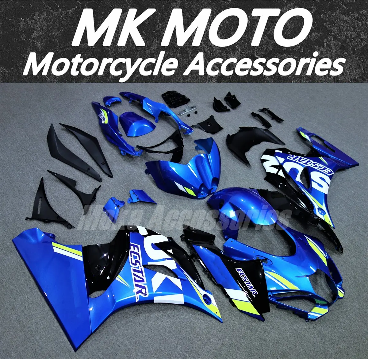Kit carene moto adatto per Gsxr1000 2017 2018 2019 2020 Set carrozzeria iniezione Abs di alta qualità Nuovo neon blu