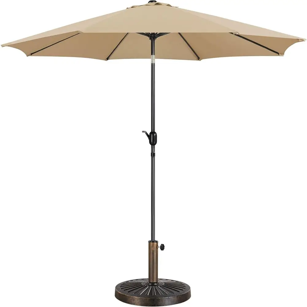 

Garden Table Umbrella with 30lb Patio Umbrella Base, Patio Market Umbrella with Push Button, Crank and 8 Sturdy Ribs, Outdoor Pa
