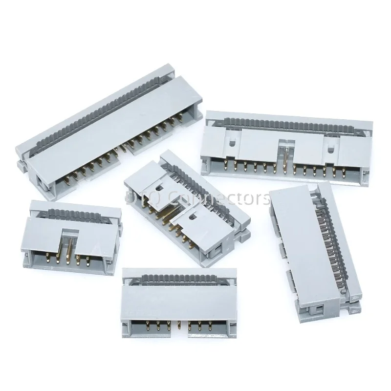 5PCS 2.54MM IDC Type Box Header Male Headers 6/810/14/16/18/20/30/34/40/50/60/64 PIN Connector for 1.27mm Pitch Flat Cable