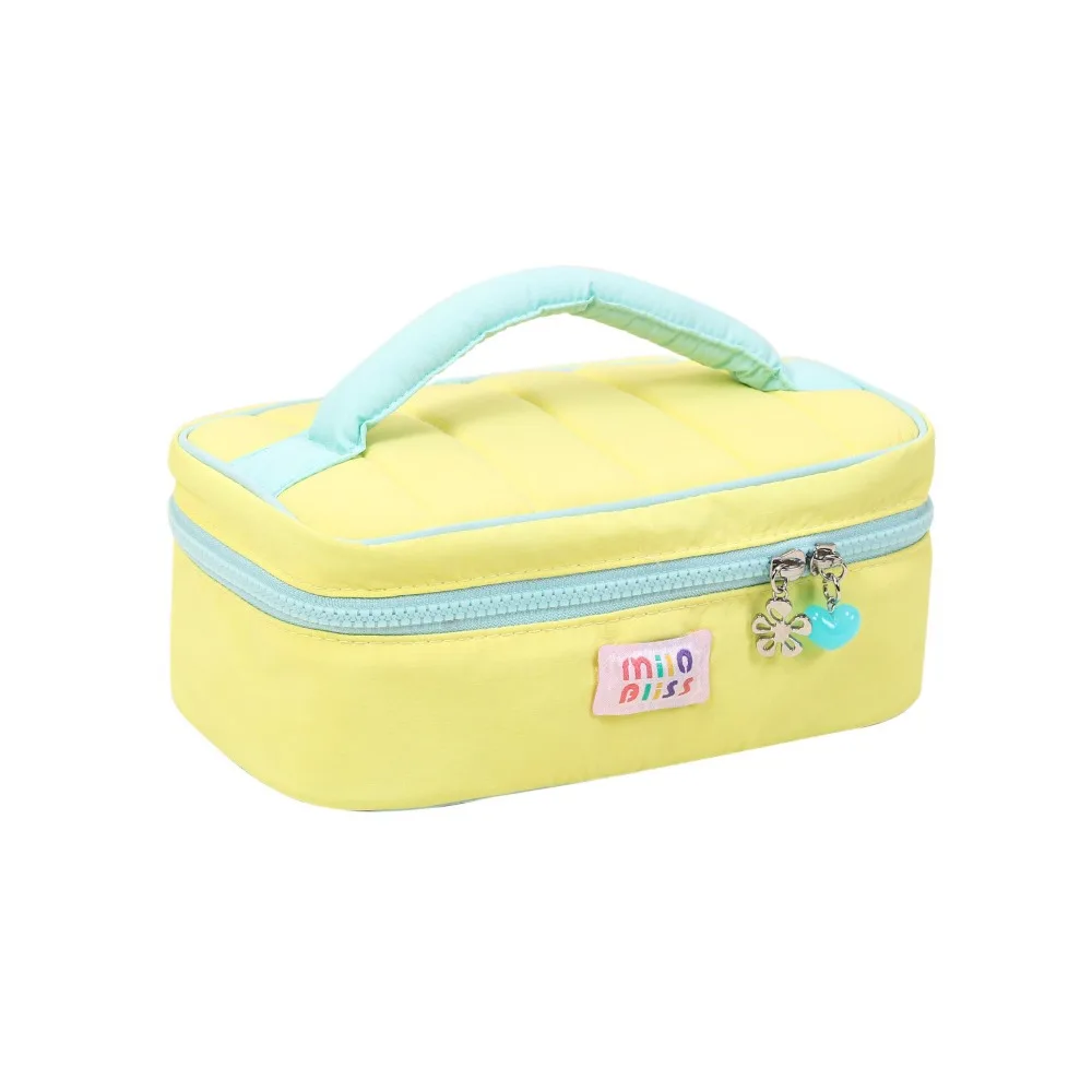 

Solid Color Contrast Color Cosmetic Bag Macaron Color Handbag Fresh Makeup Bags Zipper Lager Capacity Toiletries Bag Travel