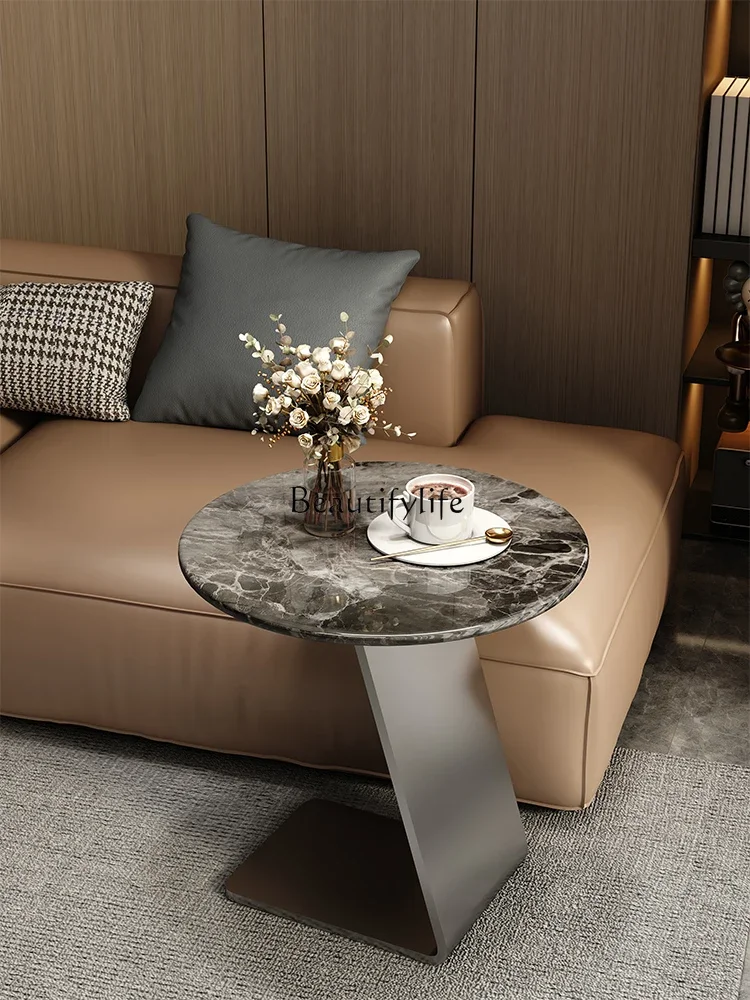 Italian minimalist round luxury stone sofa edge few light luxury high-grade simple marble corner few