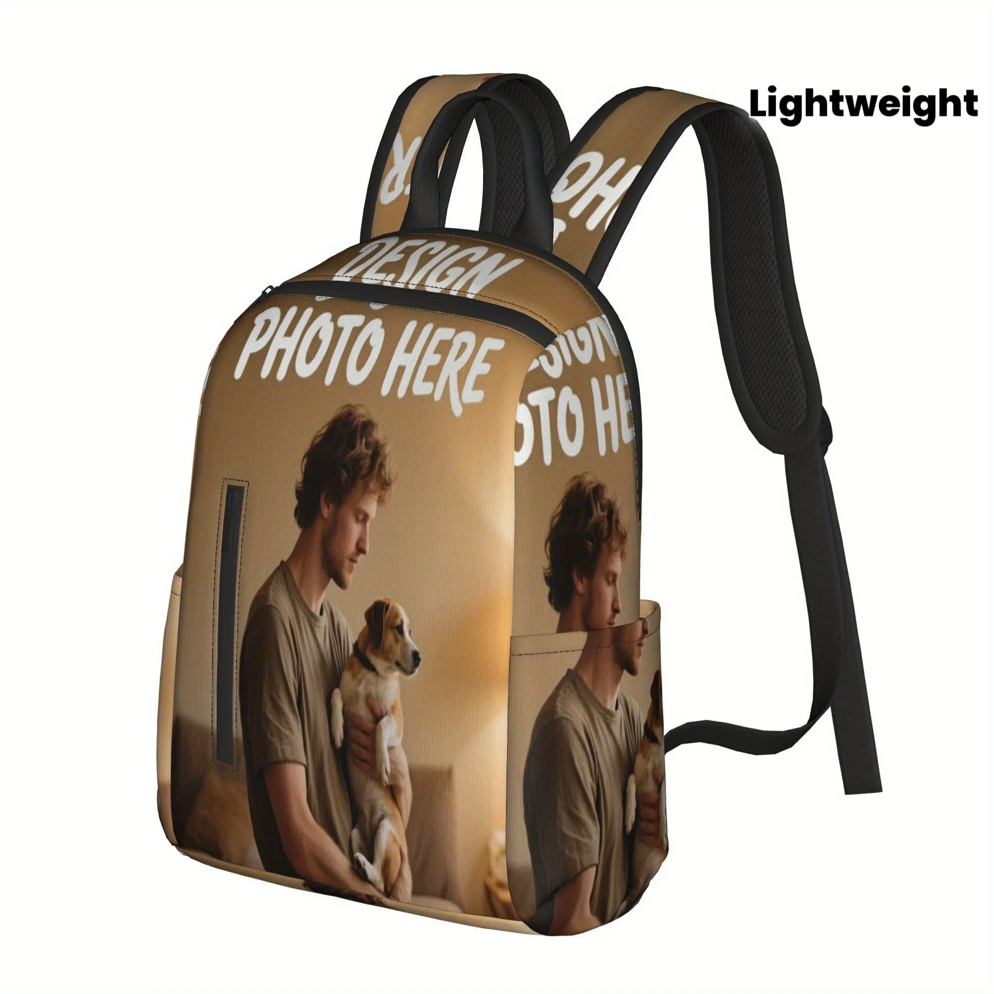 Custom Bag Personalized Backpack - Add Photos/Text/Logos, Large Capacity Main Compartment & Side Pockets, Adjustable