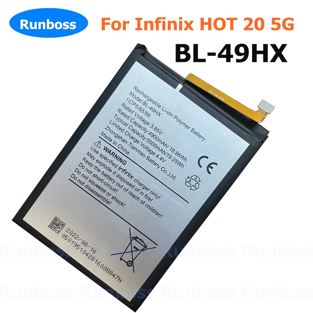 Original Battery BL-49HX For Infinix HOT 20 5G Hot20 5G X666B Battery 3.85V 5000mAh 496489