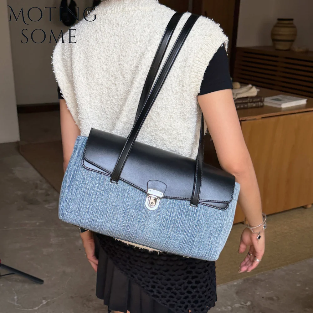 

MOTINGSOME Retro Canvas Bag Woman Vintage Shoulder Big Tote Underarm Messenger Casual Totes Multiple Compartment Bags 2026 New