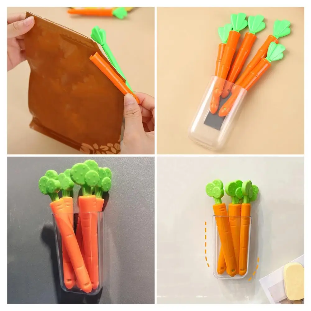 2026 5Pcs Cute Carrot Design Food Sealing Clips Cereal Vegetable Coffee Bag Clips Anti-Slip Teeth Sealer Clips for Kitchen 97