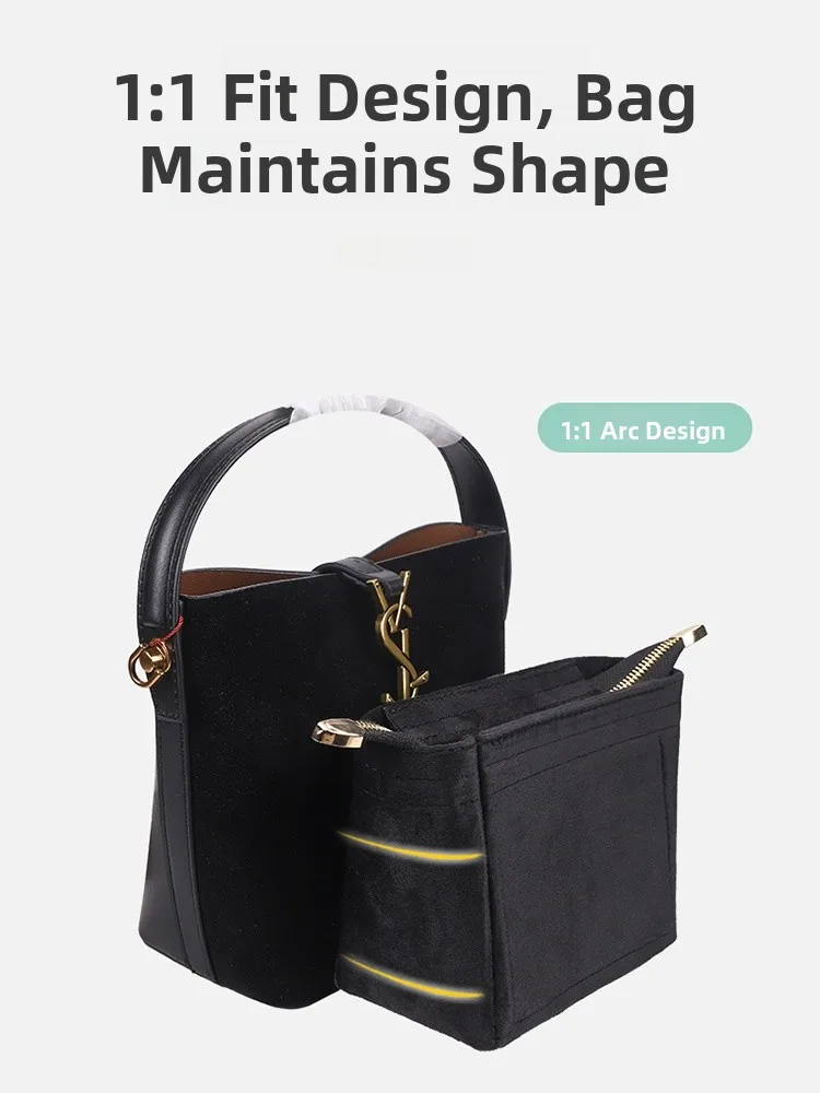 ييف سان لوران LE37 حقيبة دلو حقيبة داخلية جلدية مخملية منظم تخزين مقاوم للماء حقيبة مستحضرات التجميل النسائية وسادة داخلية #3