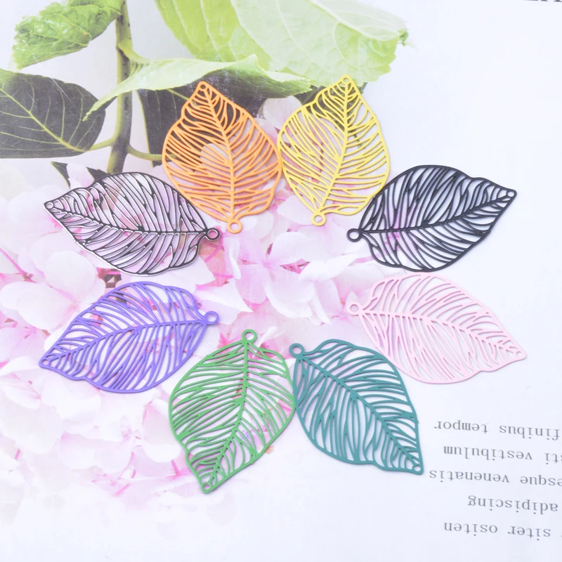 30pcs AB5599  Colorful Dark  Leaves  Charms Brass Ear Base Pendant DIY Jewelry Findings