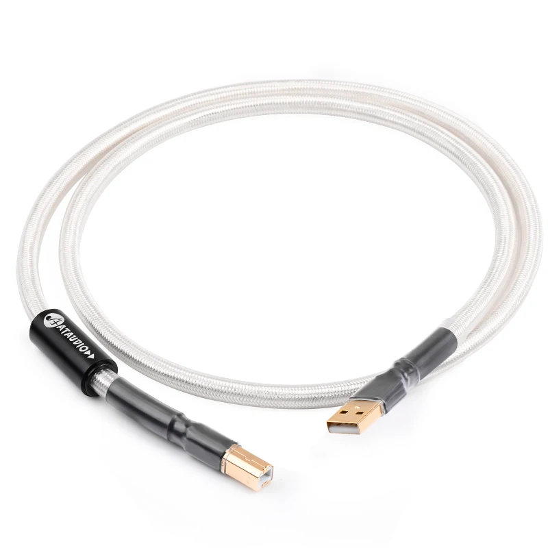 HiFi USB Cable High Quality 7N OCC Mixed Silver Core 4 Layers of Shielding Type A to B USB Cable for Amplifier Computer