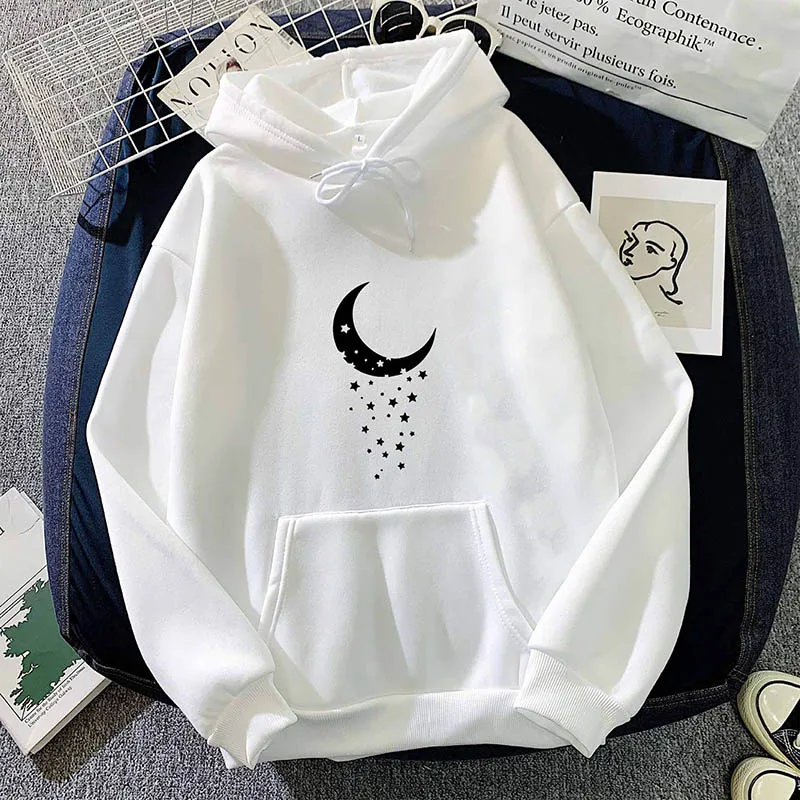 2024 Autumn Hoodie Women's Casual Hooded Sweatshirt Creative Hoodie Matching Streetwear Moon Pattern Monogram Hoodie CYXX121