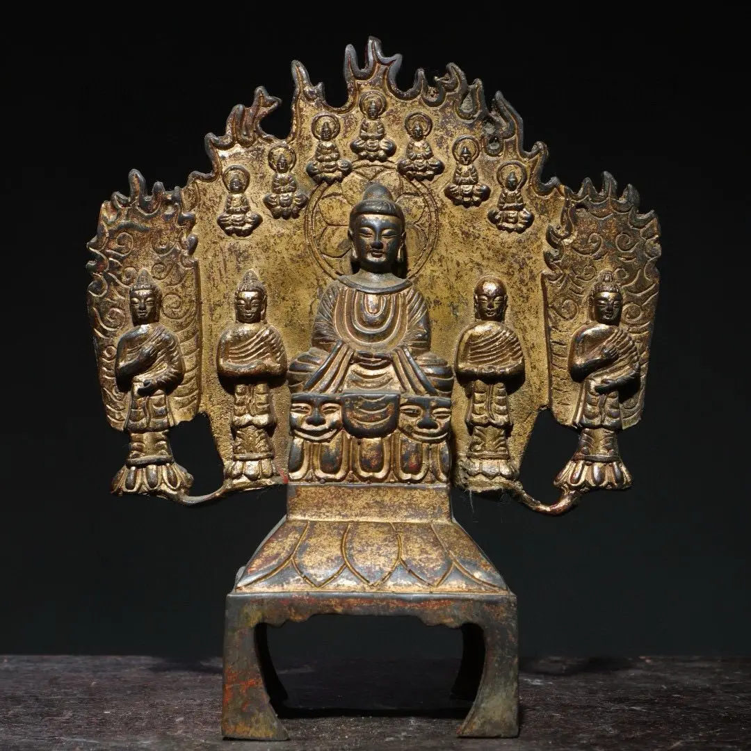 RareWarring States period Northern Wei Buddha blessed Old bronze Antique statues