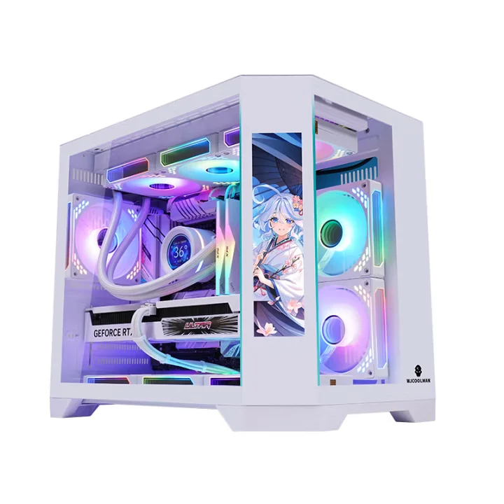 USB3.0 Mid-Tower PC Case Customizable New Design Aluminum Alloy Gamer Case Tempered Glass LCD Screen MicroATX Stocked