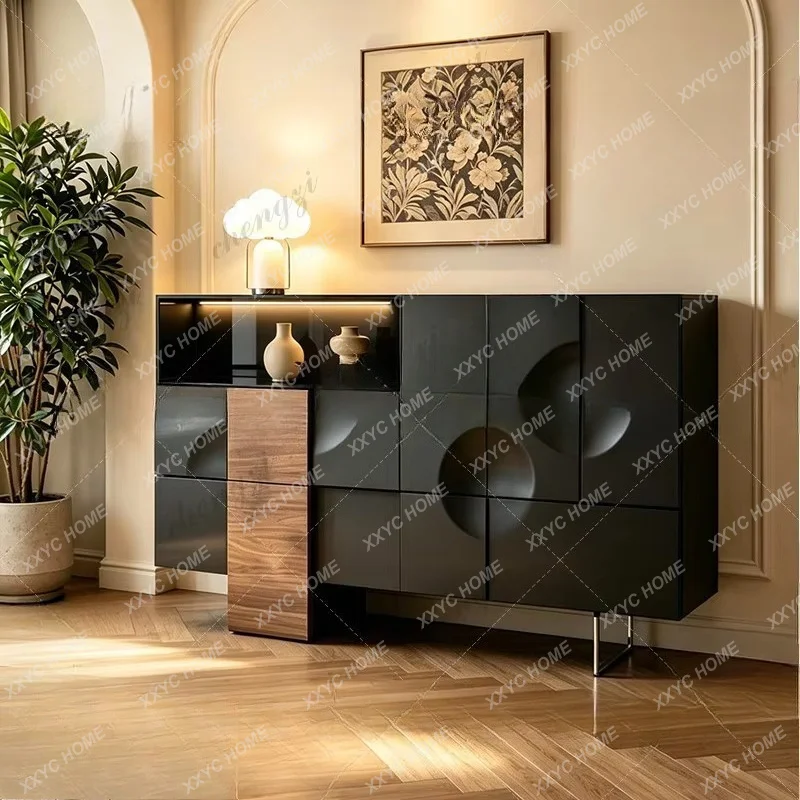 XX minimalist chest cabinet, living room storage hallway cabinet, light luxury modern glass side cabinet