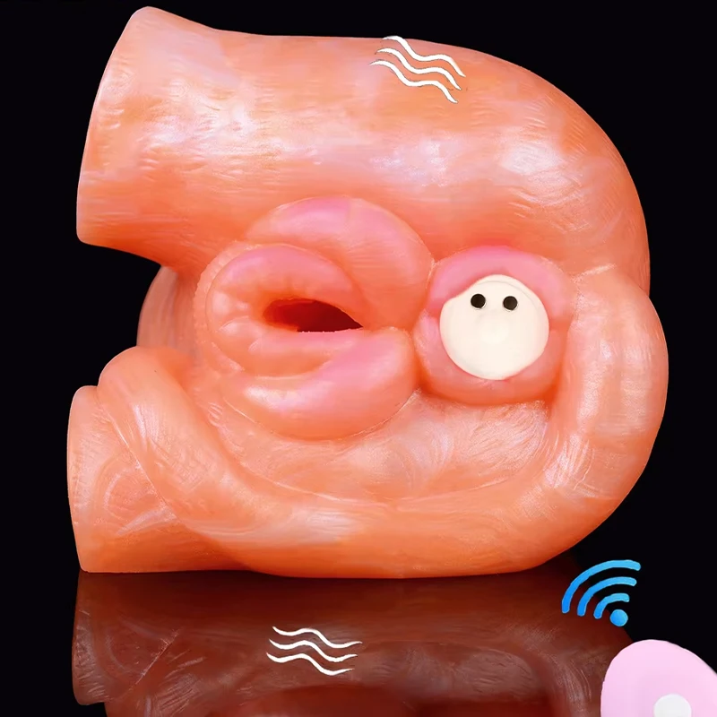 LUUK Silicone Animal Butt Vibrating Male Masturbator Mens Sex Toys 2in1 Pocket Pussy Lifelike Textured Vagina Stroker for Men