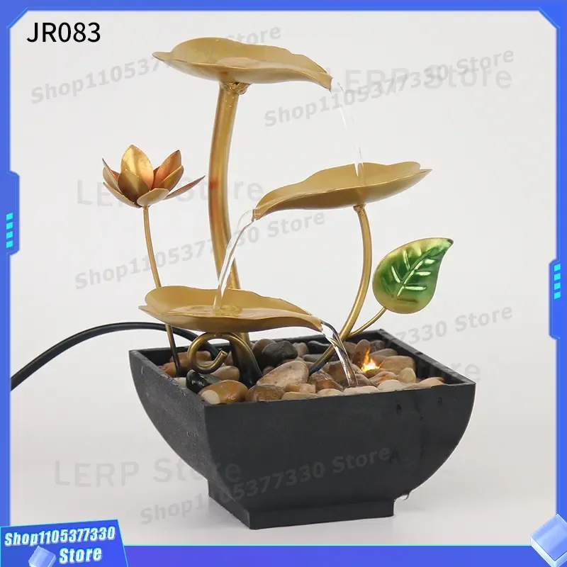 Wrought Iron Lucky Flowing Water Fountain Home Decor Office Desktop Ornament Feng Shui Landscape Cross Border Decoration