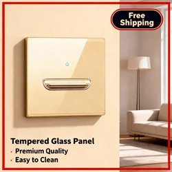 YINKA Tempered Glass Switch Panel LED Indicator 2 3 4 Gang/ 2 Way Self-reset Switch EU/AU/US Socket Light Switch Home Appliance