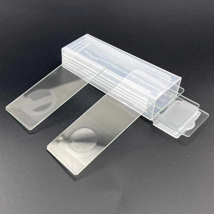 5pcs Single or Double Concave Microscope Glass Slides Reusable Laboratory Blank Sample Cover Glass for Liquid Specimen With Box