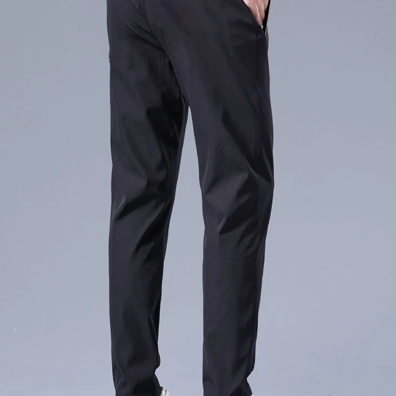 Men Long Pants Black Baggy Trouser Embroidered Man Colthing Streetwear Sporty Design Casual Solid Slim Fit Breathable Thin